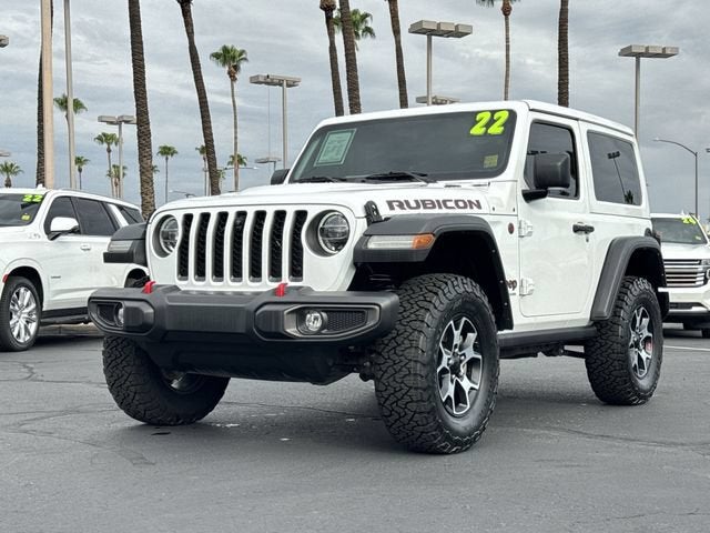 2022 Jeep Wrangler Rubicon 4x4 in White — front three-quarter view
