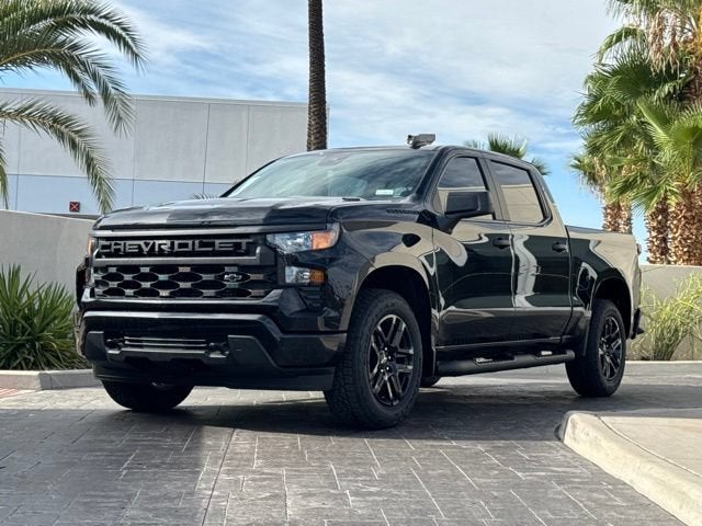 2026 Chevrolet Silverado 1500 Custom in Black — front three-quarter view