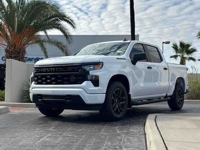 2026 Chevrolet Silverado 1500 Custom in Summit White — front three-quarter view