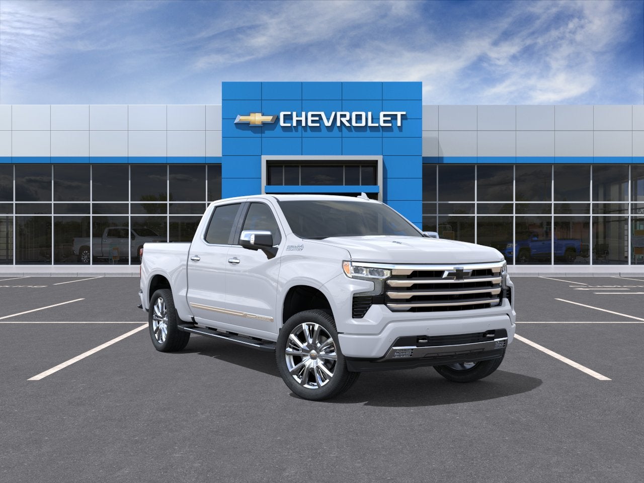 2026 Chevrolet Silverado 1500 High Country in Polar White Tricoat — front three-quarter view