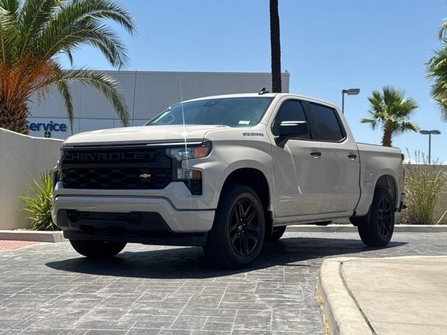 2026 Chevrolet Silverado 1500 Custom in White Sands — front three-quarter view