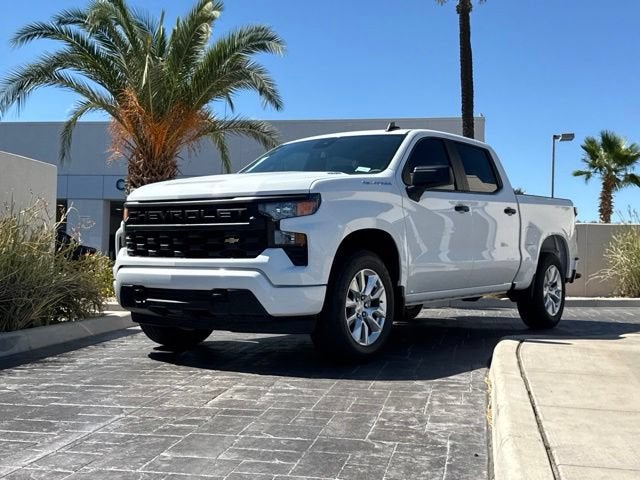 2026 Chevrolet Silverado 1500 Custom in Summit White — front three-quarter view