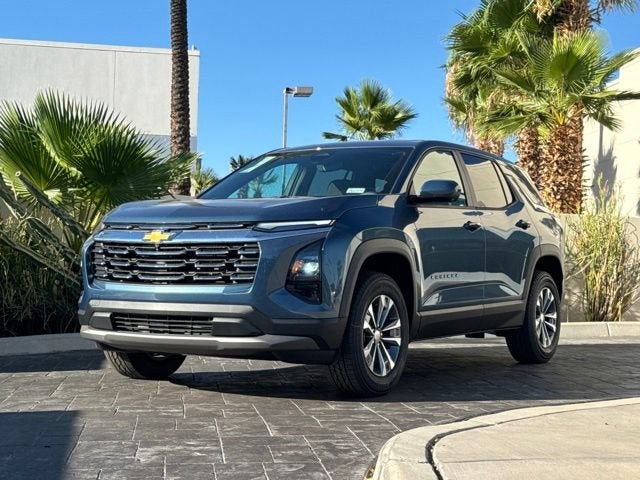 2027 Chevrolet Equinox FWD LT in Lakeshore Blue Metallic — front three-quarter view