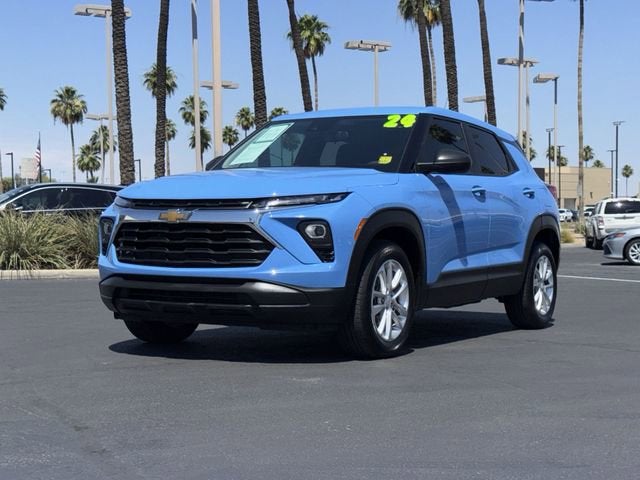 2024 Chevrolet Trailblazer LS in Fountain Blue — front three-quarter view
