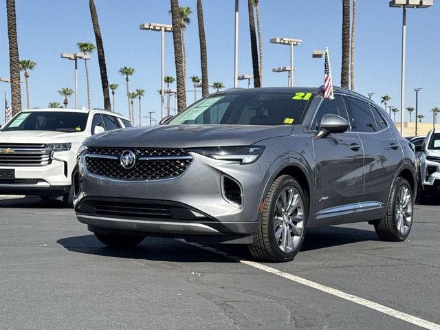 2021 Buick Envision Avenir in Satin Steel Metallic — front three-quarter view